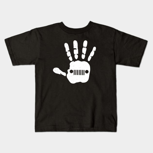 Jeep Hand Palm Print Funny Vintage Design Old Cars for Jeep Lovers Kids T-Shirt by Printofi.com